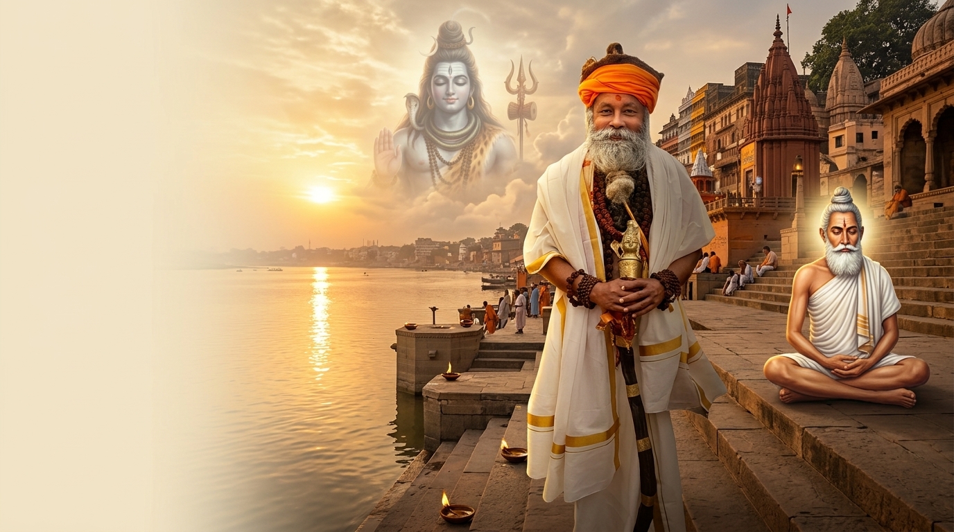 Baba Loknath Ananta Alok Trust Hero Artwork featuring Guruji Sri Sri Basudevanandaji Maharaj Ji, Baba Lokenath, and Lord Shiva