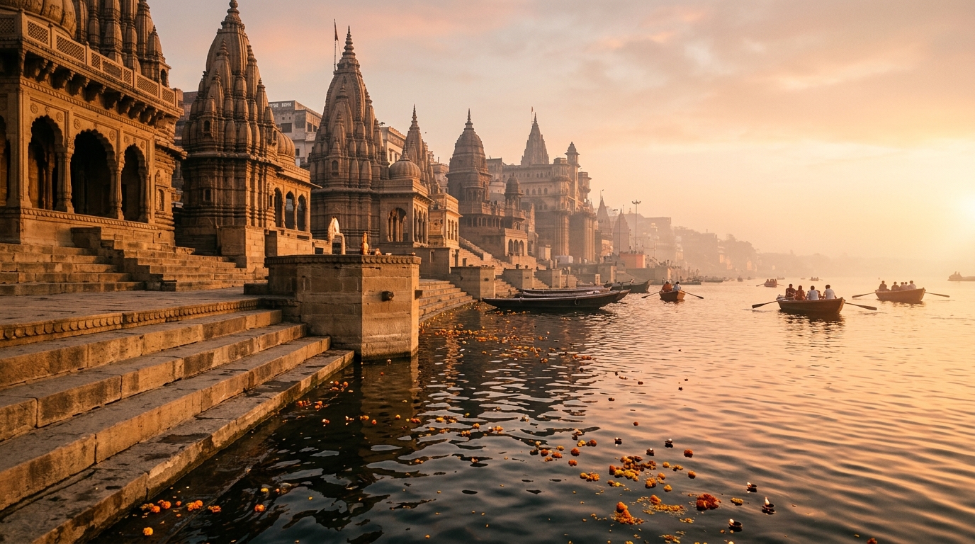 Holy Ganga Ghats at Sunrise